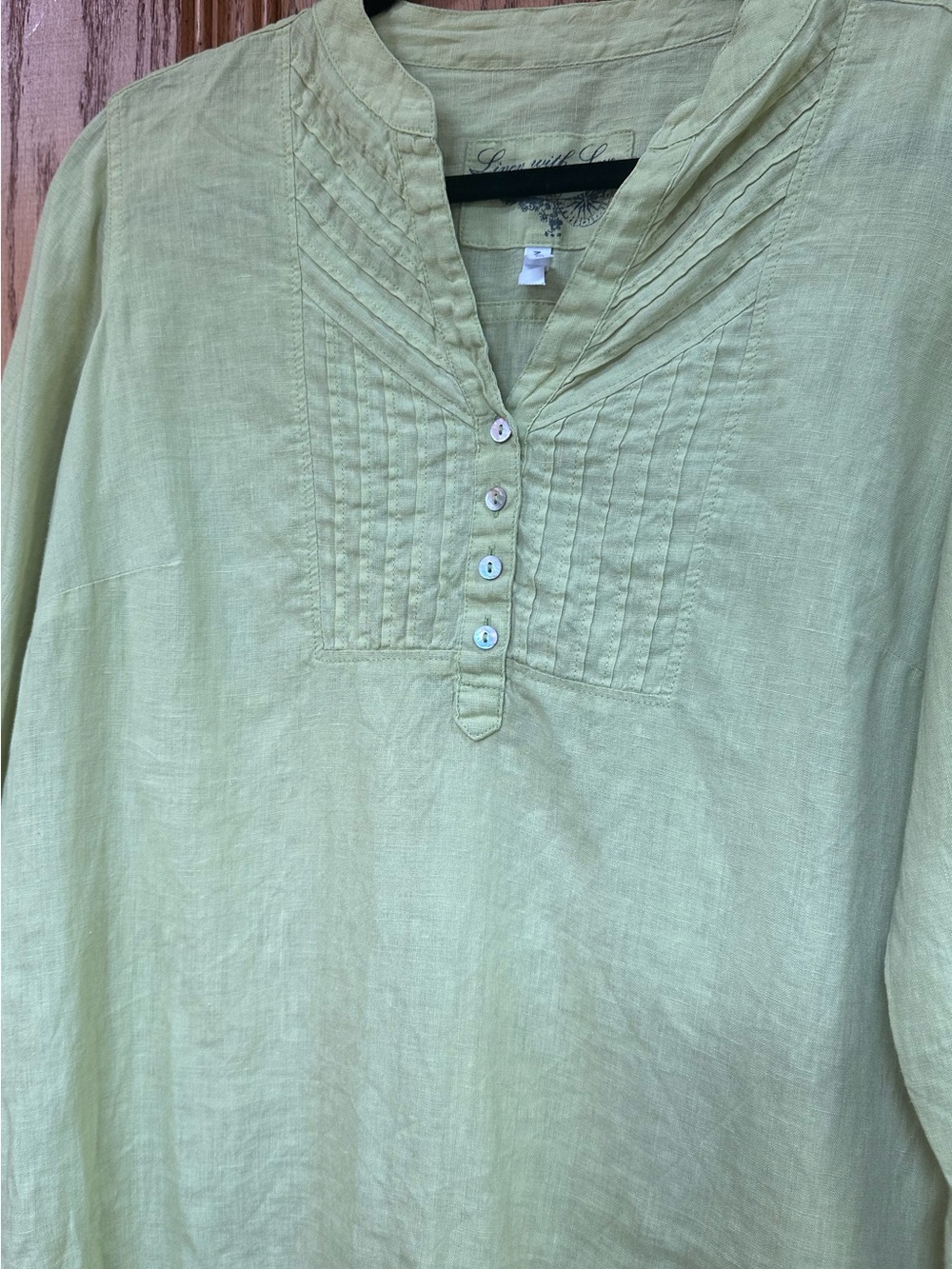 Marks & Spencer Linen with love Top chartreuse UK 16 (approx US 12)
